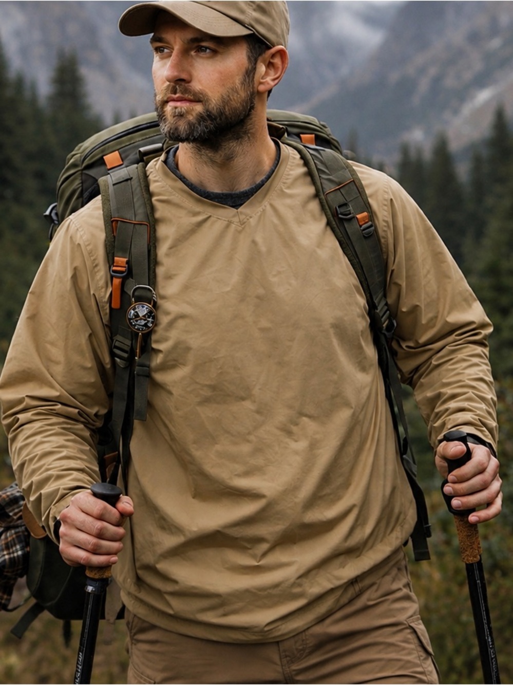 Outdoor HPI Pullover Windshirt Khaki Water & Wind Resistant Men’s M NWT